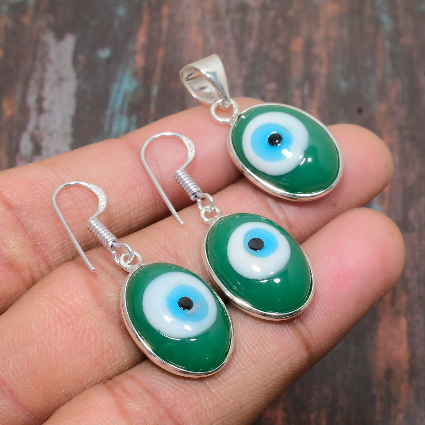 Azure Guardian – Turquoise Silver Evil Eye Set