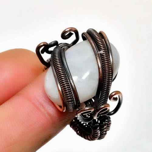 Moonlit Embrace – Oxidized Copper Moonstone Ring