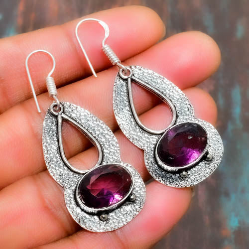 Serenity’s Embrace – Silver & Amethyst Drop Earrings
