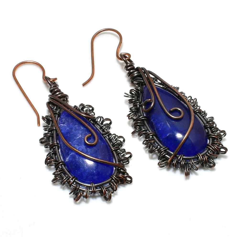 Selene’s Veil – Lapis Lazuli & Copper Earrings