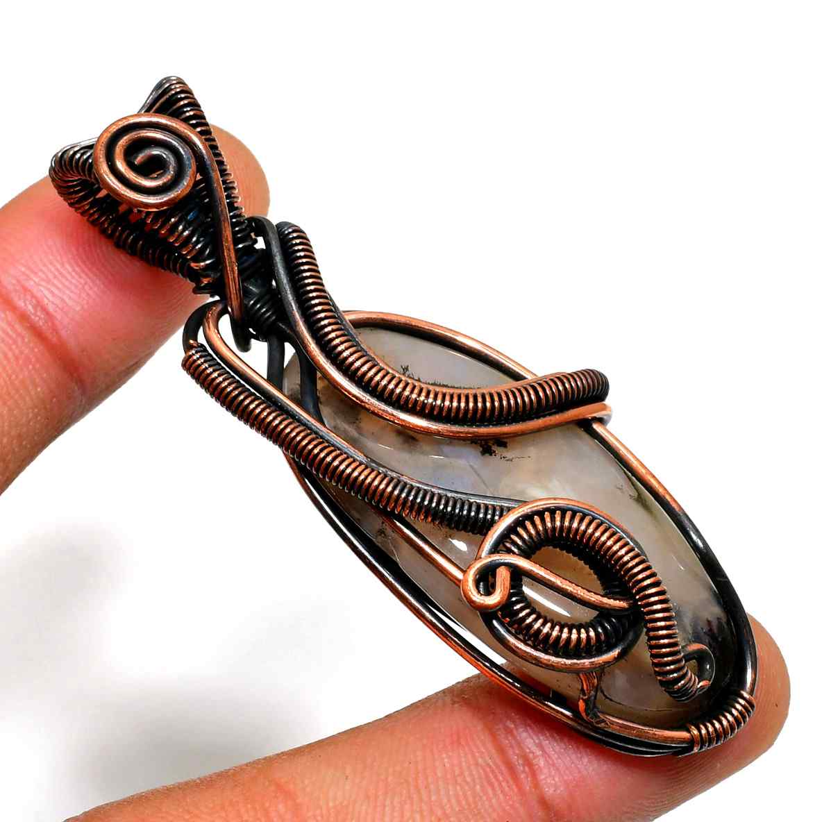 Ezra’s Veil – Oxidized Copper Amethyst Pendant