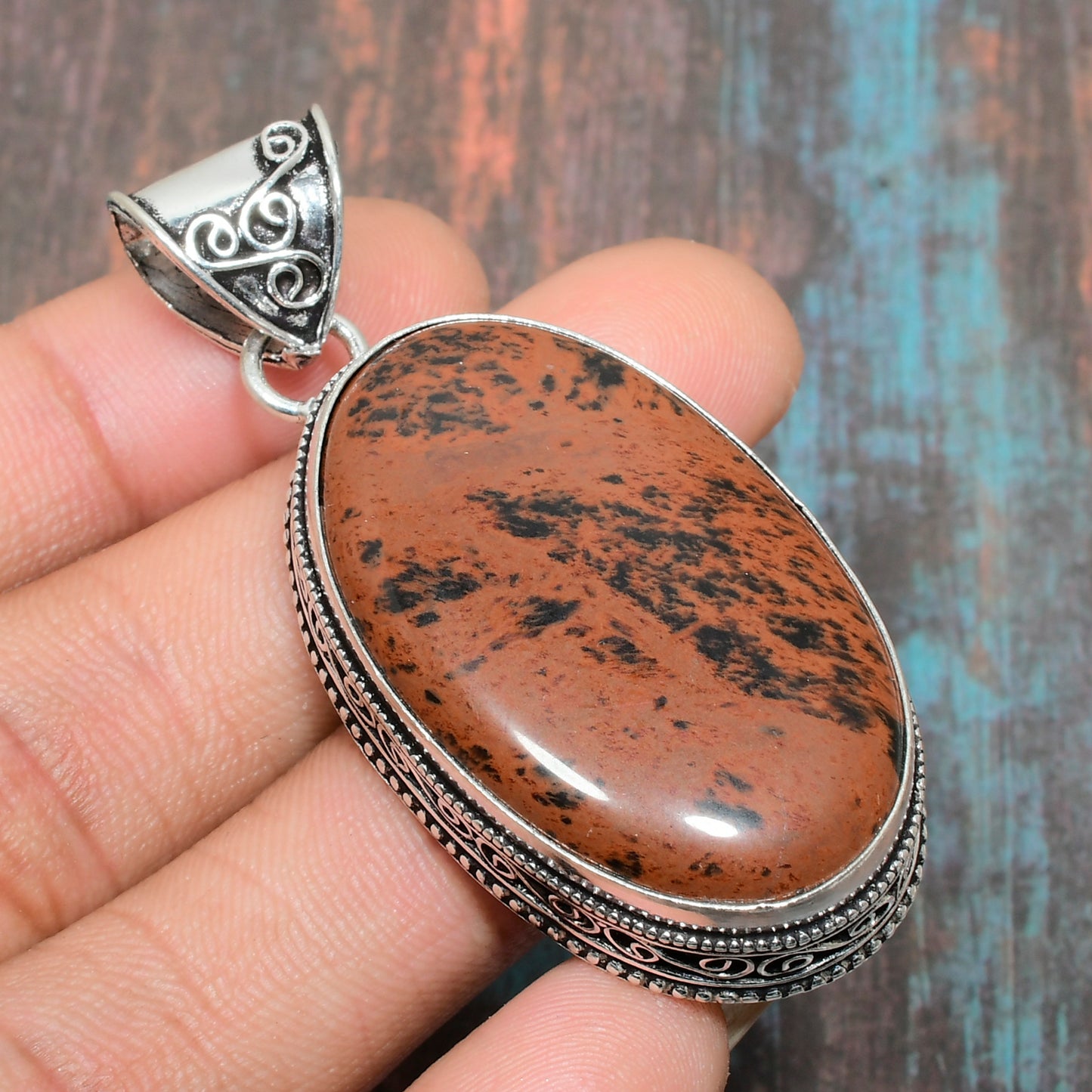 Gaia’s Embrace – Red Jasper Silver Pendant