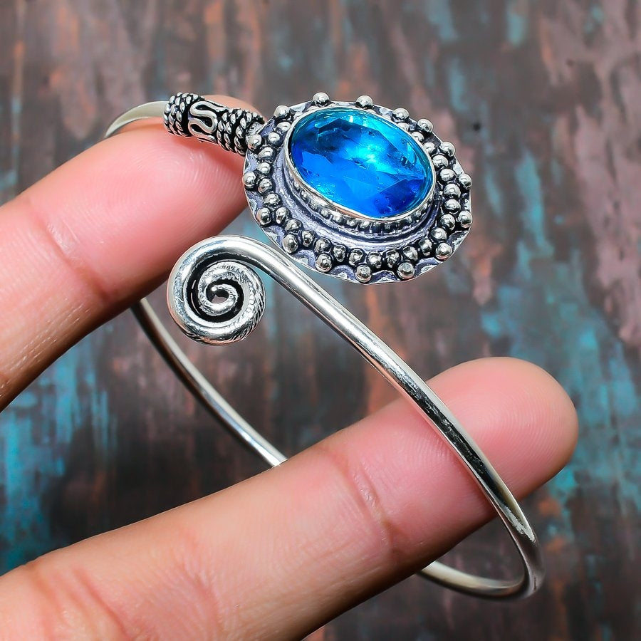 Azure Harmony – Blue Gemstone Silver Bracelet