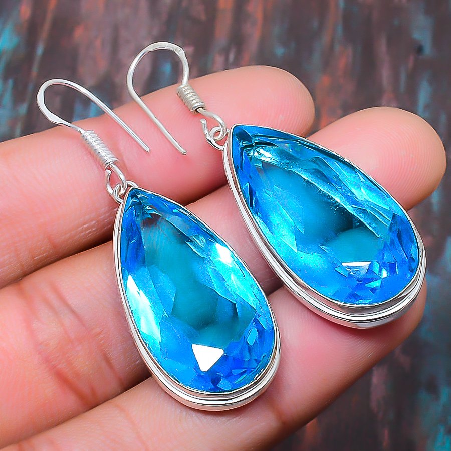 Luna’s Serenity – Blue Crystal Sterling Silver Earrings