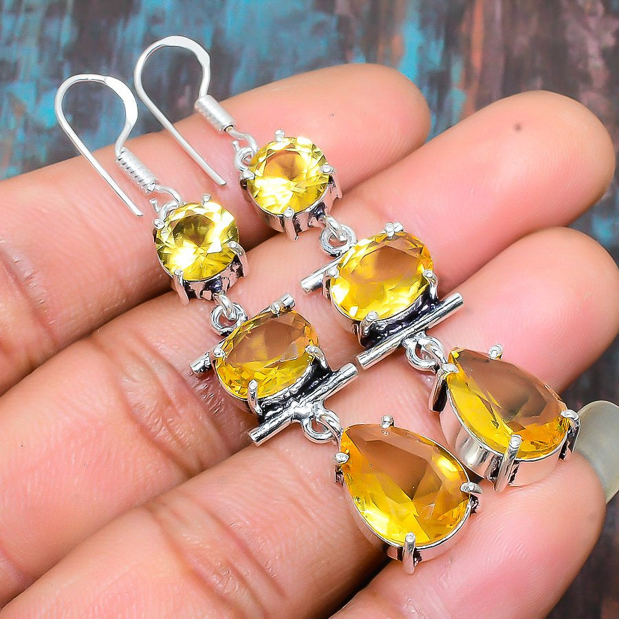 Golden Radiance – Citrine Sterling Silver Earrings