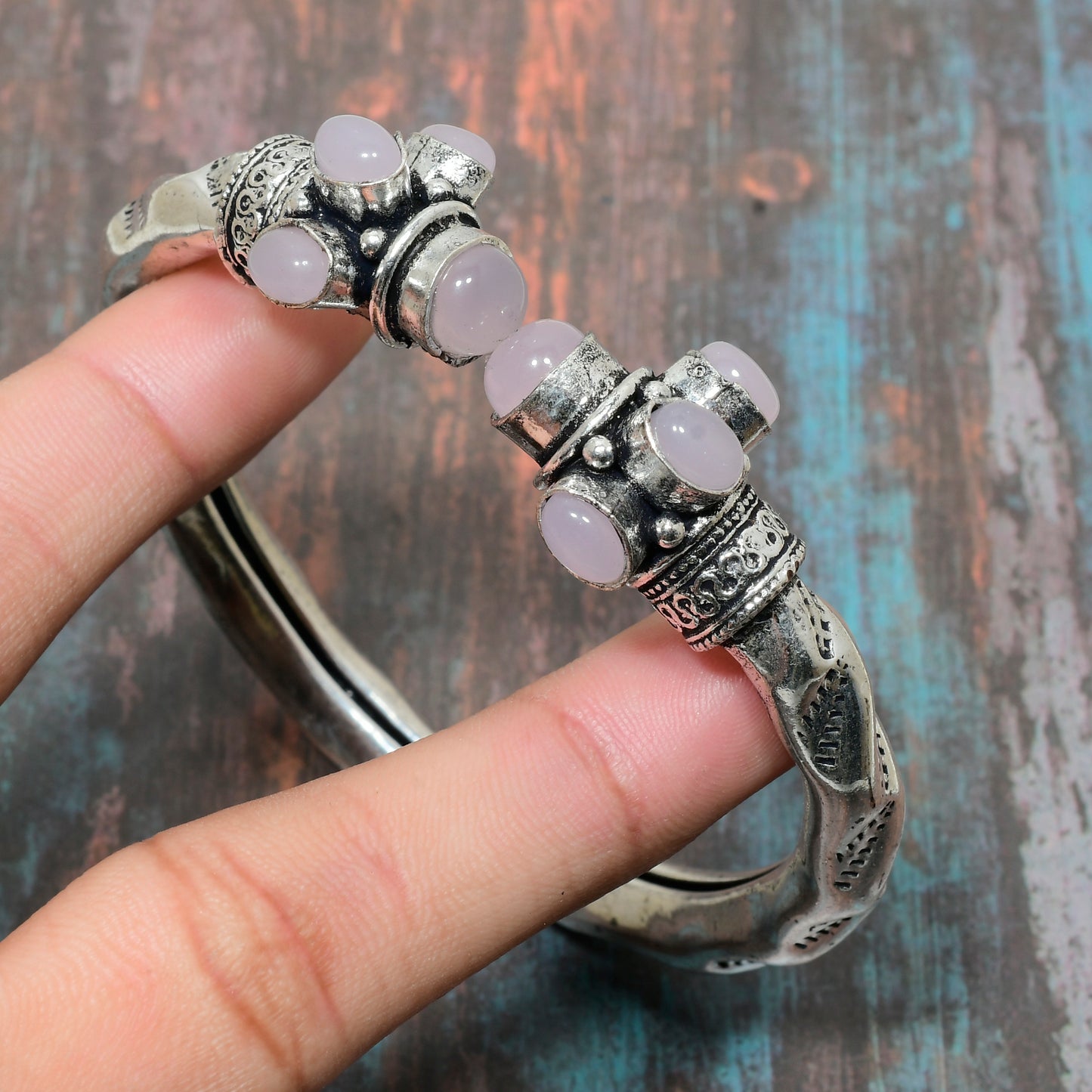 Serenity’s Embrace – Rose Quartz Silver Bracelet