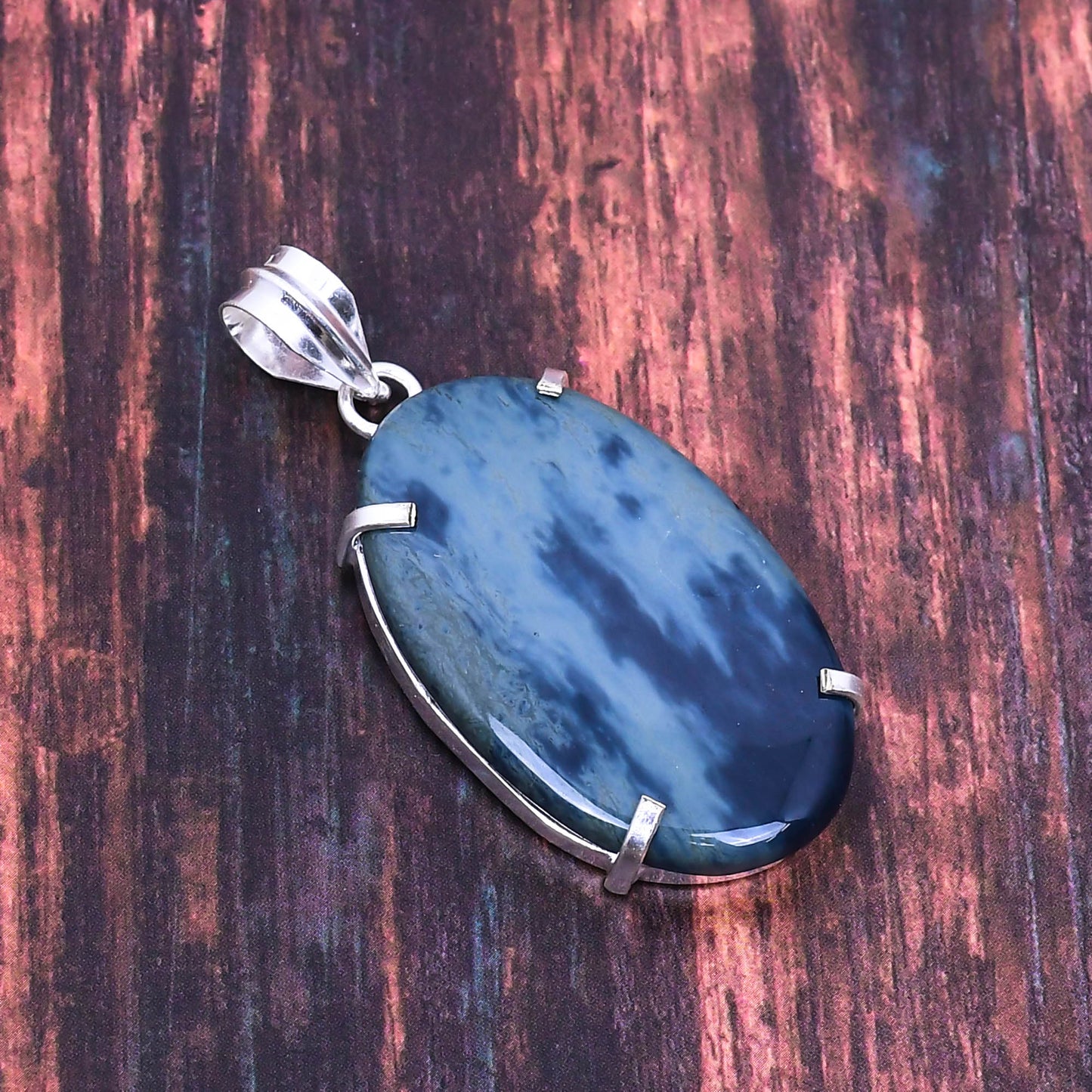 Ocean’s Breath – Blue Agate & Sterling Silver Pendant
