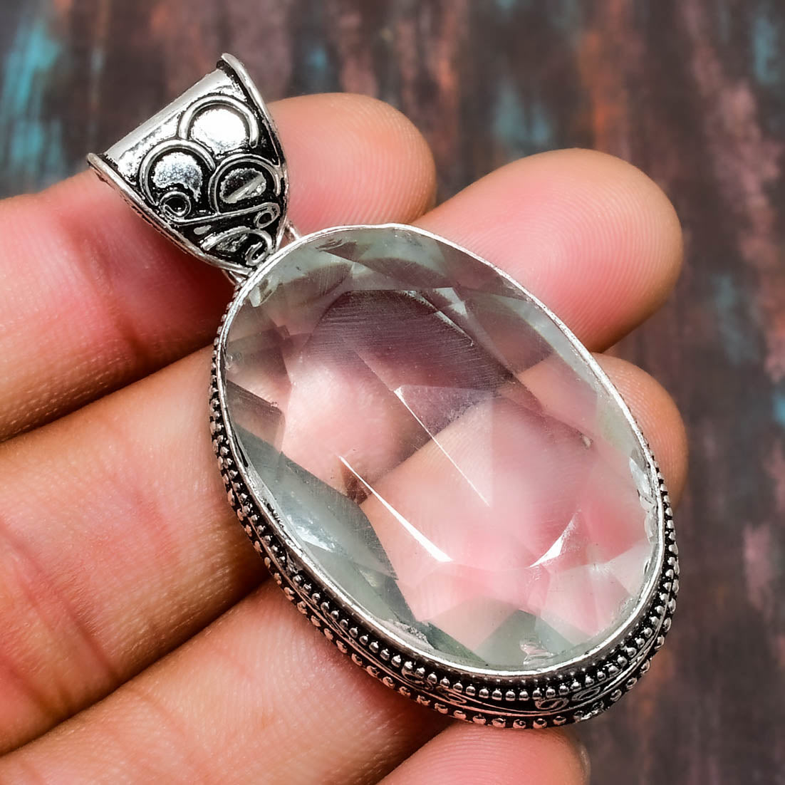 Celestial Glow – Clear Quartz Sterling Silver Pendant