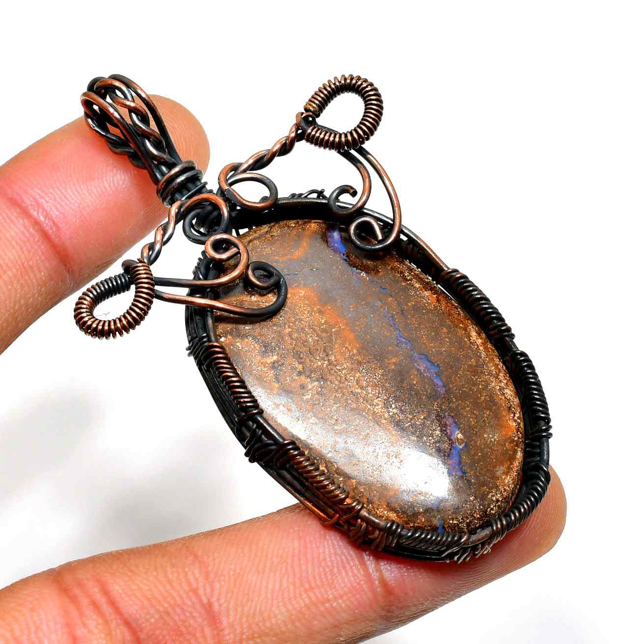 Terra’s Embrace – Agate Copper Pendant