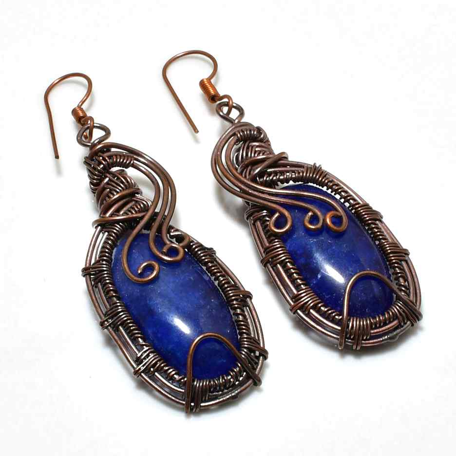 Wisdom’s Whisper – Lapis Lazuli Copper Earrings