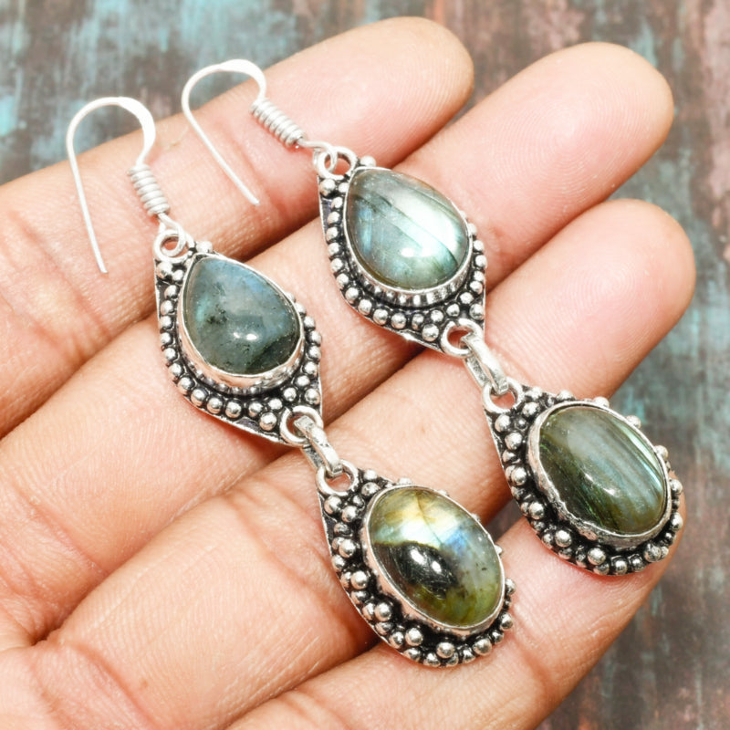 Aurora’s Whisper – Labradorite Sterling Silver Drops