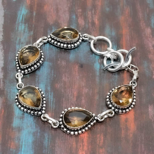 Ember’s Embrace – Smoky Quartz & Sterling Silver Bracelet