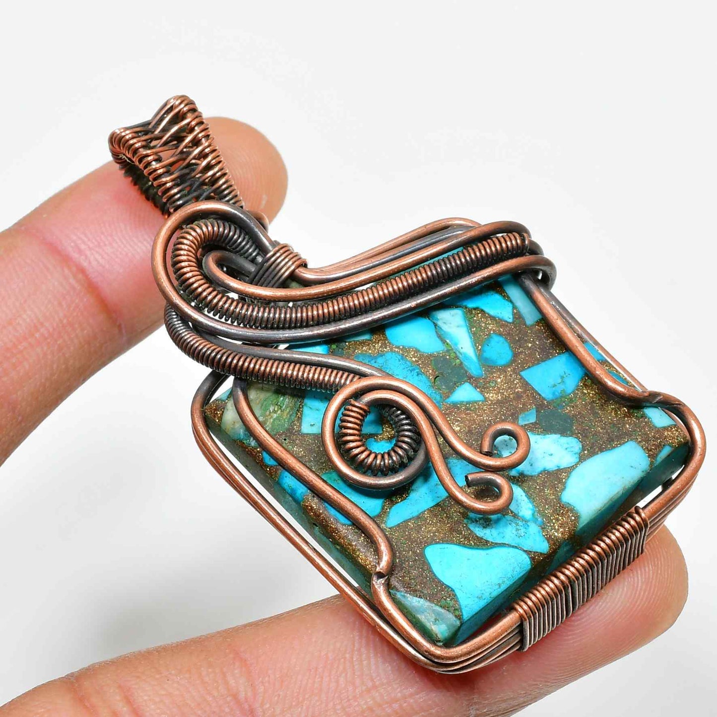 Willow’s Whisper – Turquoise & Copper Pendant