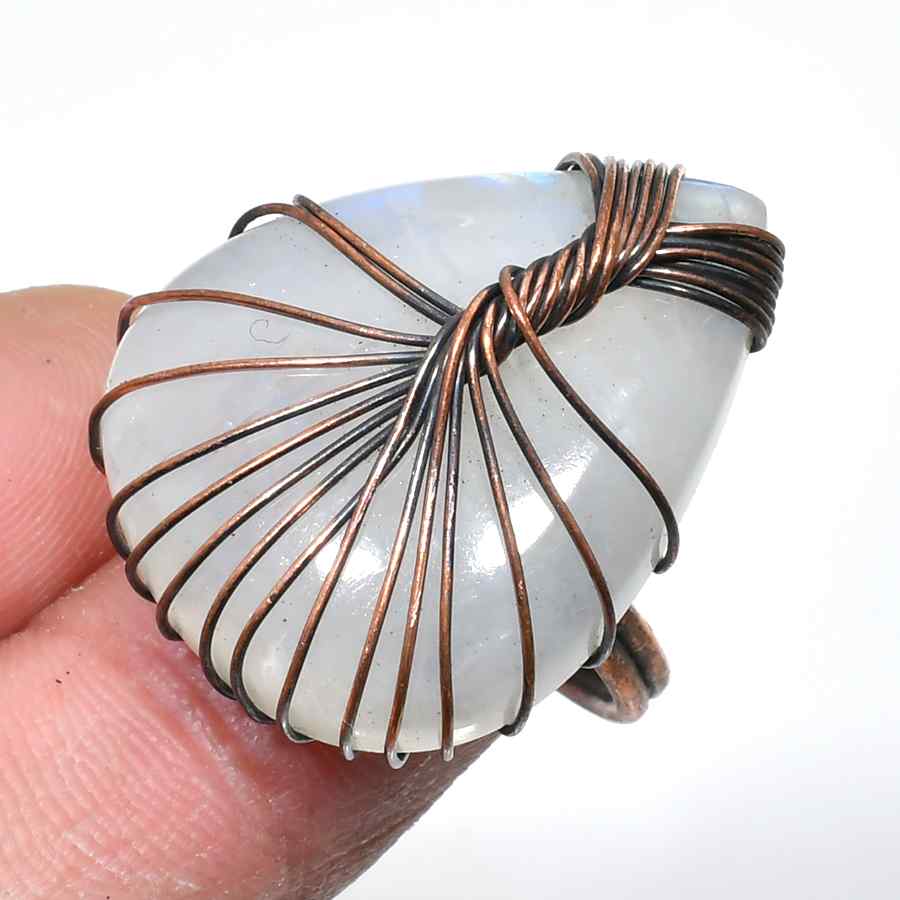 Luna’s Whisper – Moonstone Copper Ring