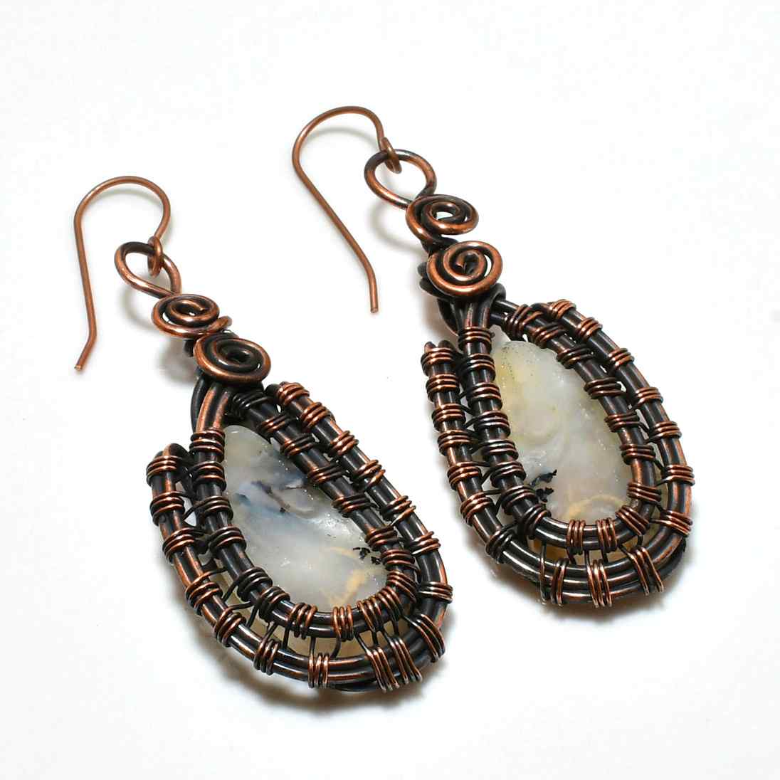 Gaia’s Embrace – Copper & Agate Earrings