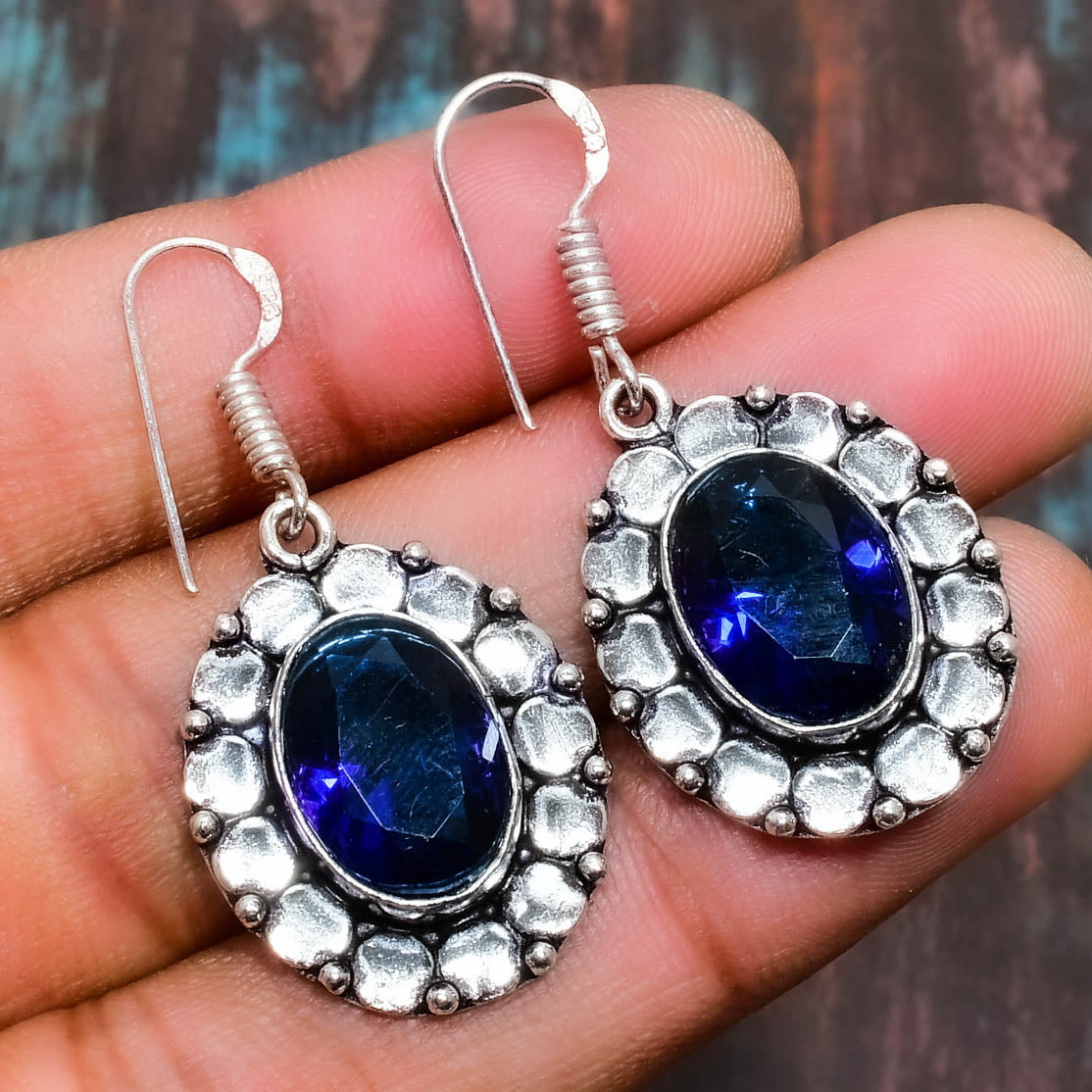 Serenity’s Embrace – Sapphire Silver Earrings