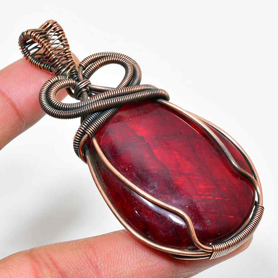 Crimson Heart – Ruby & Copper Pendant