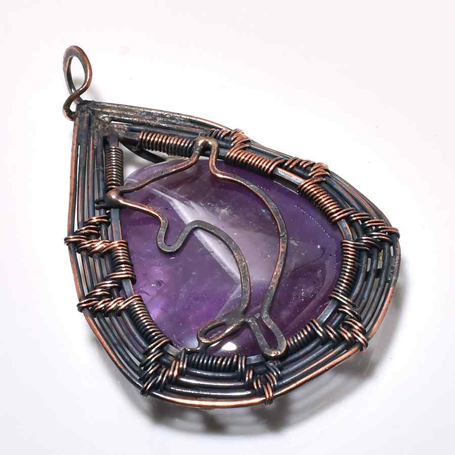 Selene’s Veil – Amethyst Copper Pendant