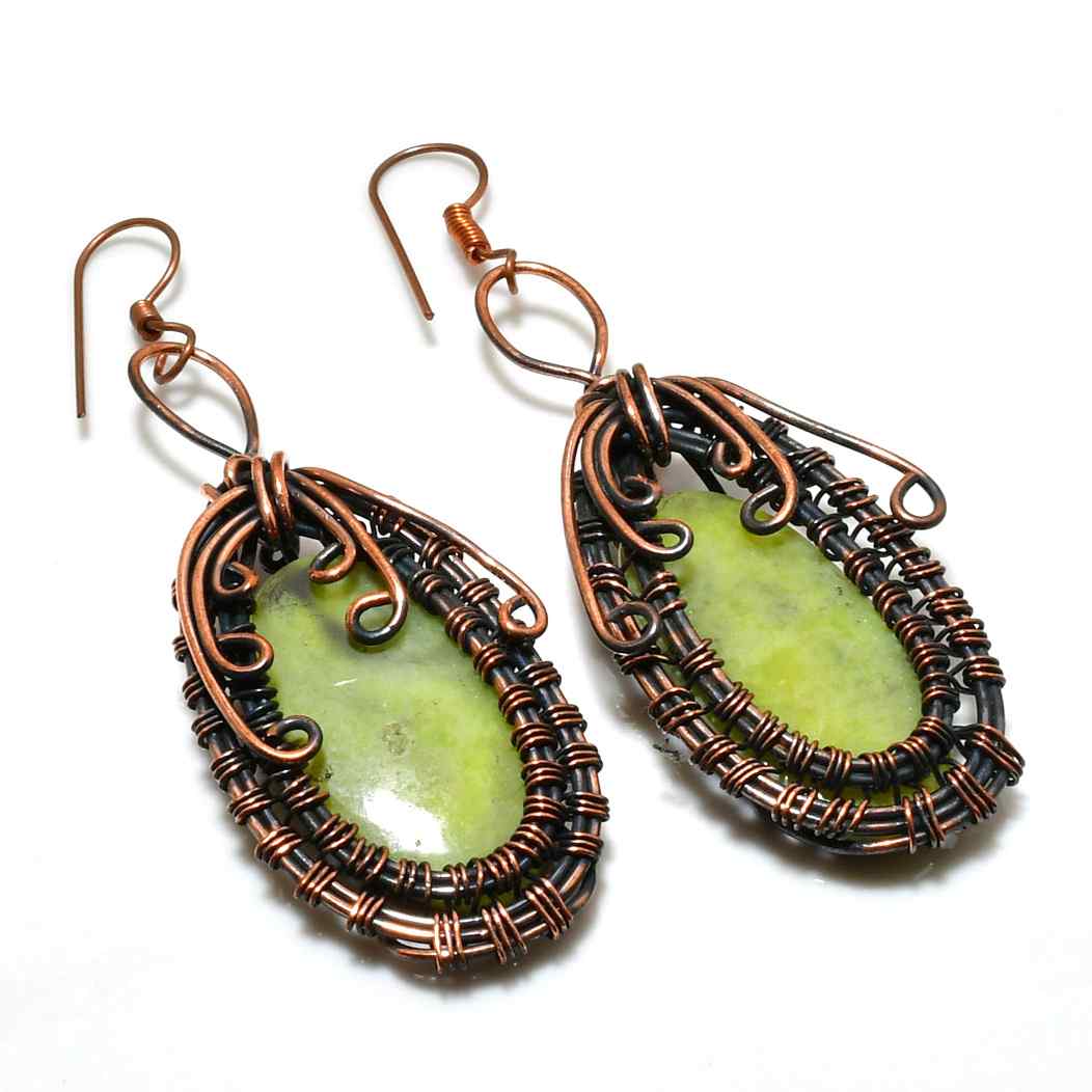Serenity’s Embrace – Green Jade & Copper Earrings