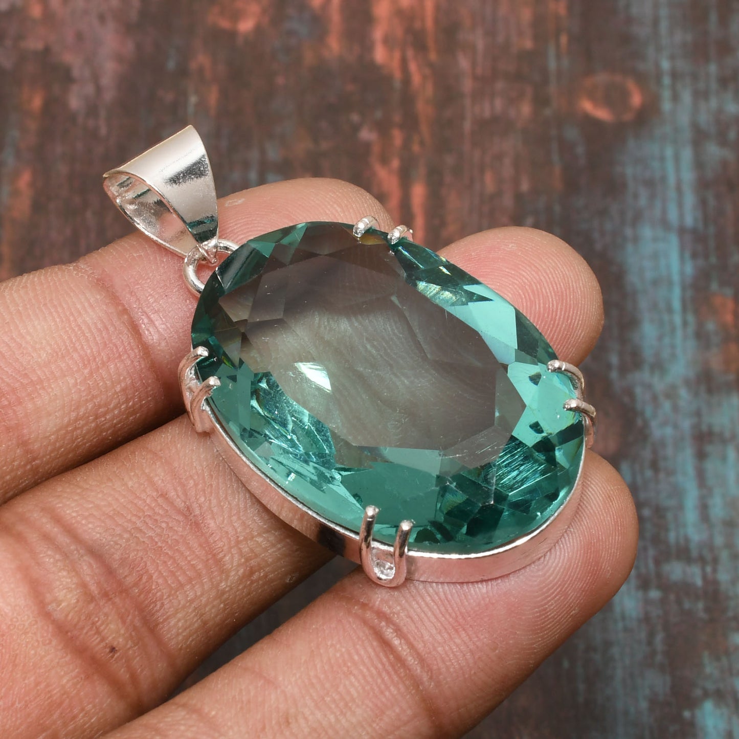 Ocean’s Embrace – Seafoam Green Sterling Silver Pendant