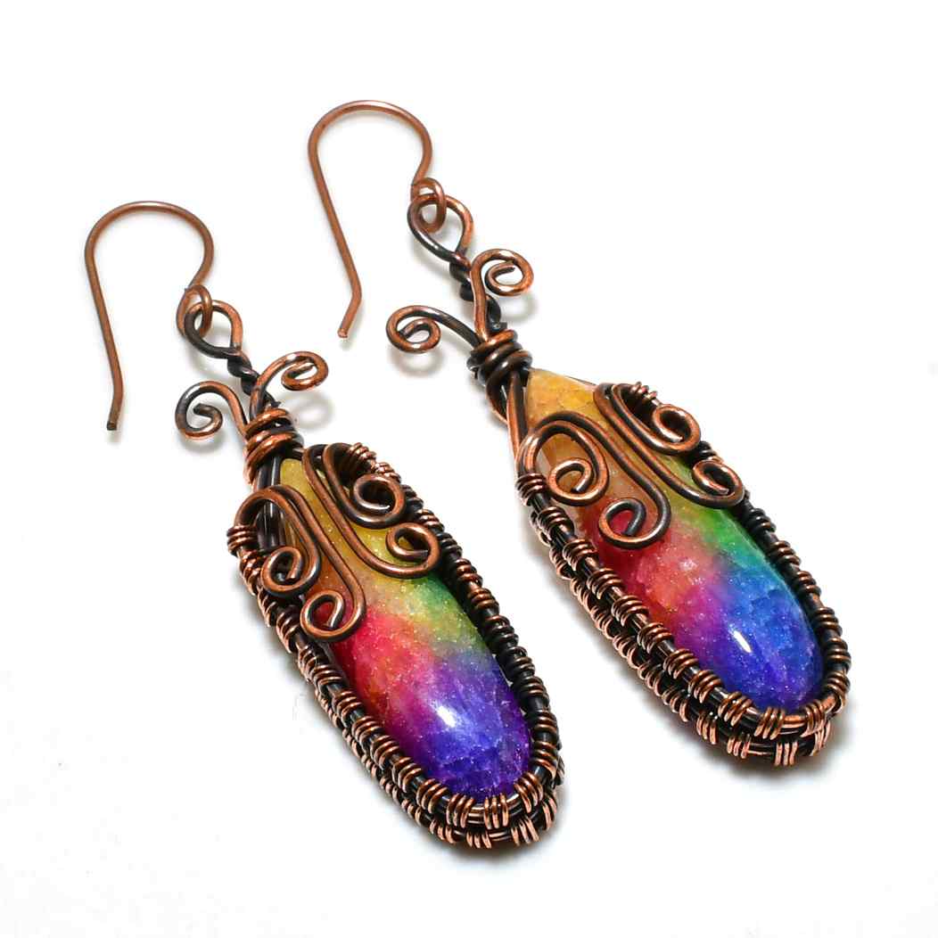 Prism Harmony – Rainbow Copper Earrings