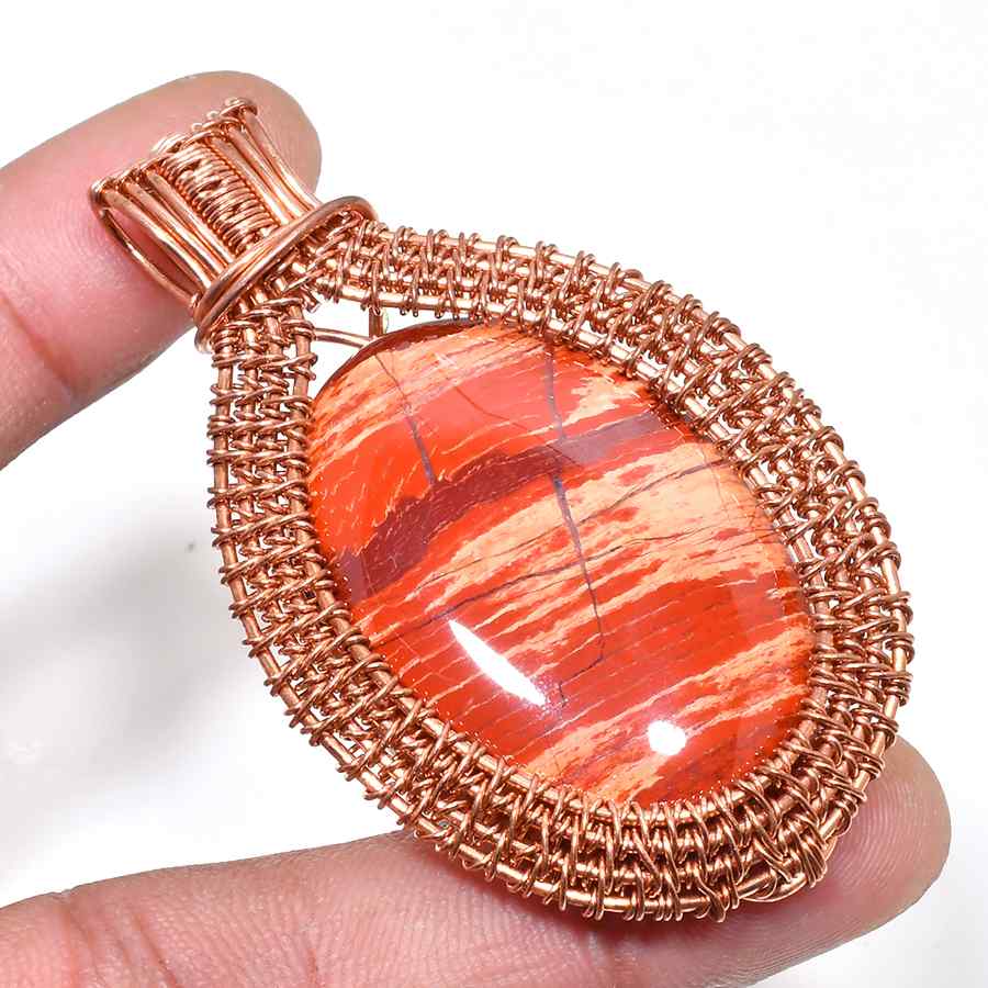 Jasper Harmony – Hand-Wrapped Rose Gold Pendant