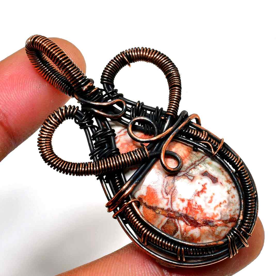 Flame of Earth – Jasper & Copper Wire Pendant