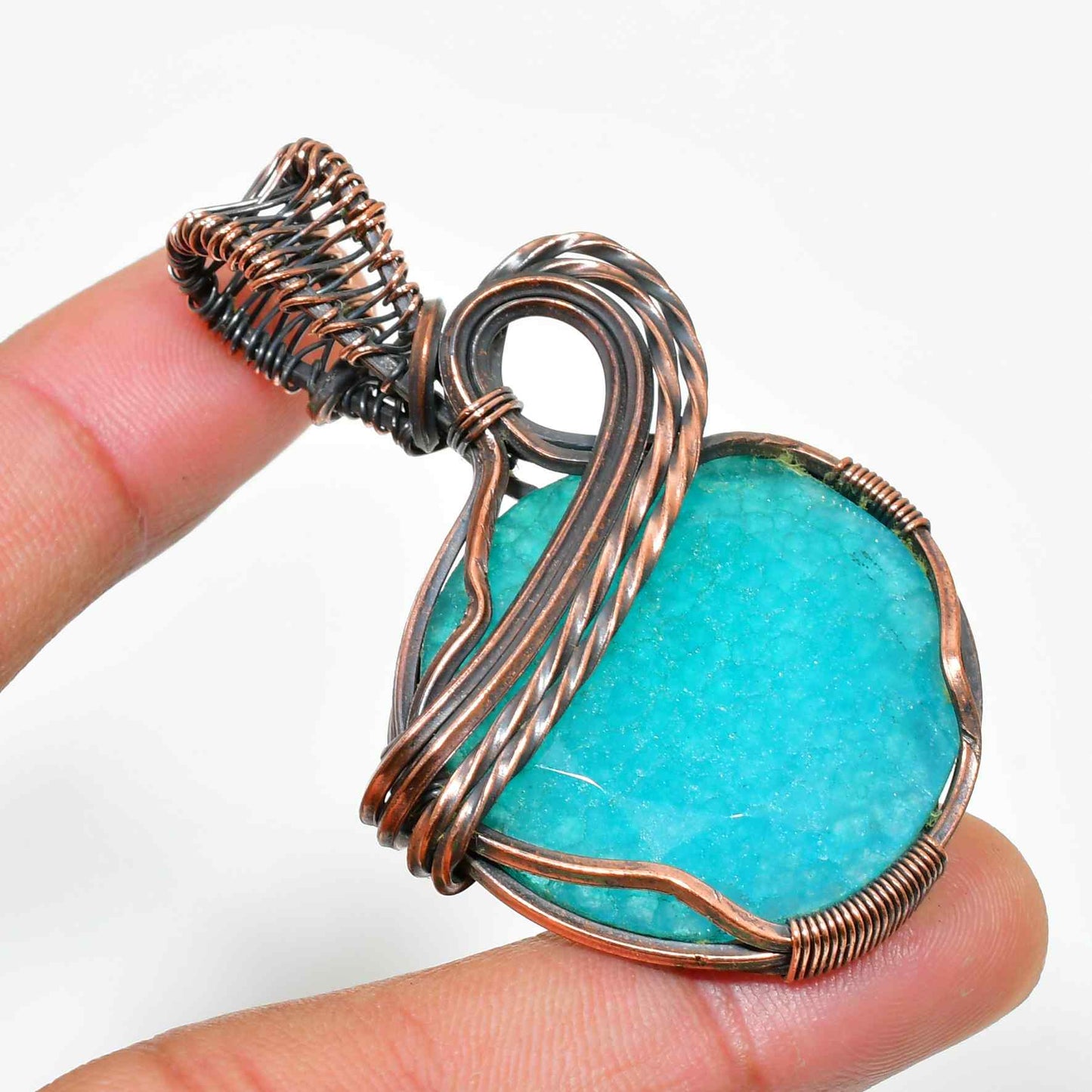 Aqua Radiance – Natural Turquoise & Copper Pendant