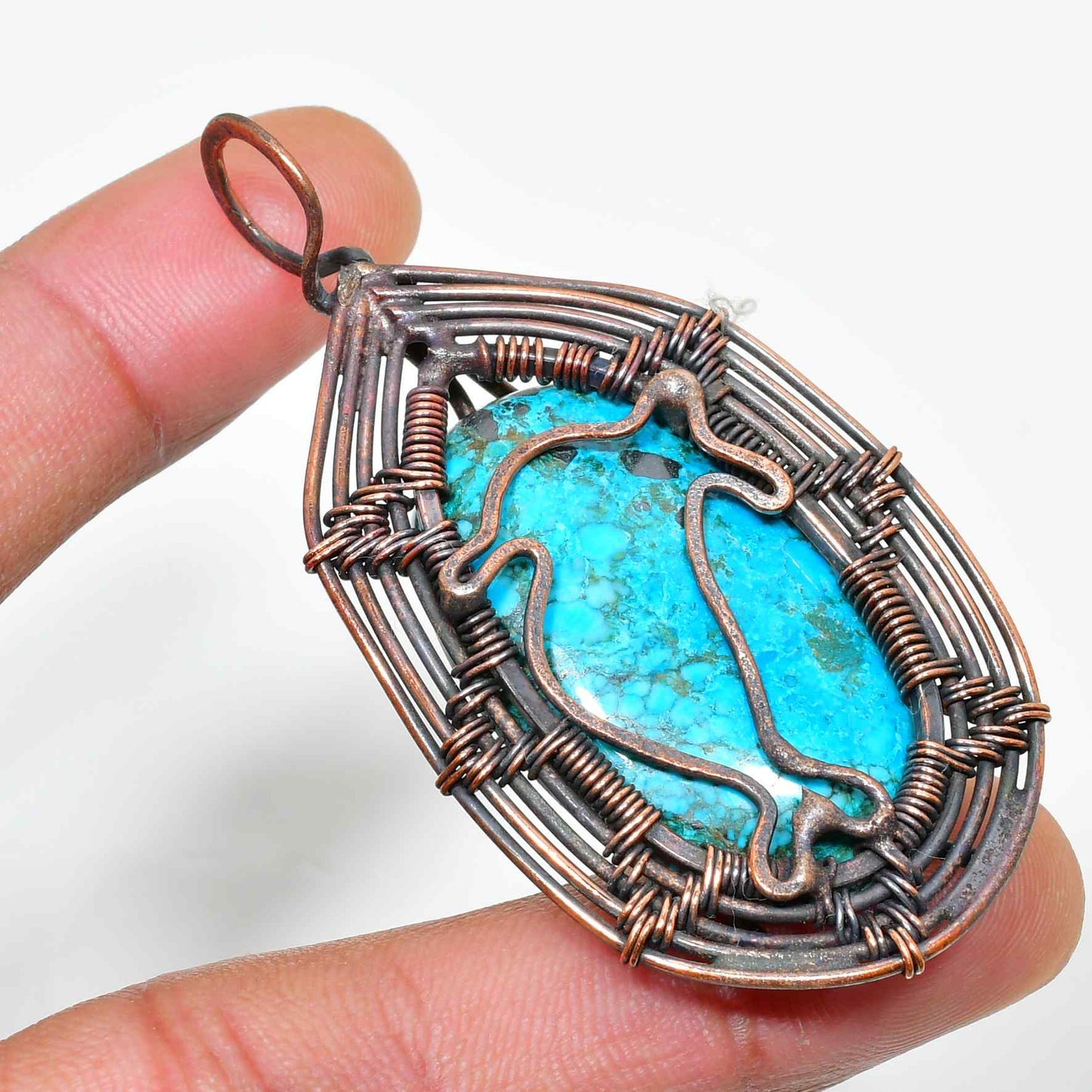 Serenity’s Embrace – Turquoise Copper Pendant