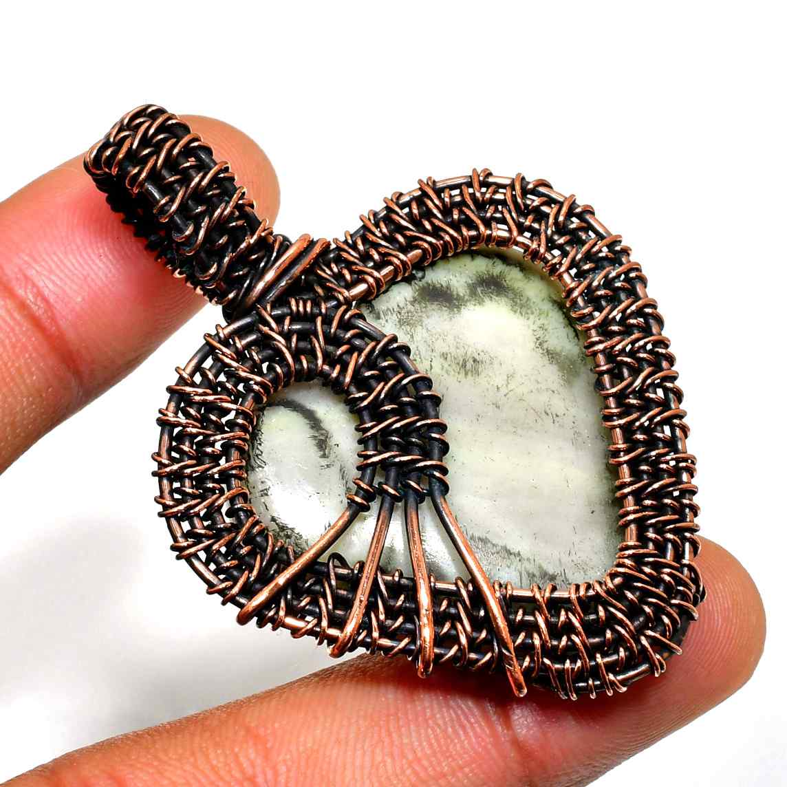 Serenity’s Embrace – Natural Stone & Copper Pendant