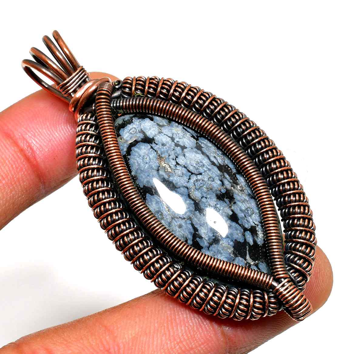 Serenity’s Whisper – Copper-Wrapped Blue Stone Pendant