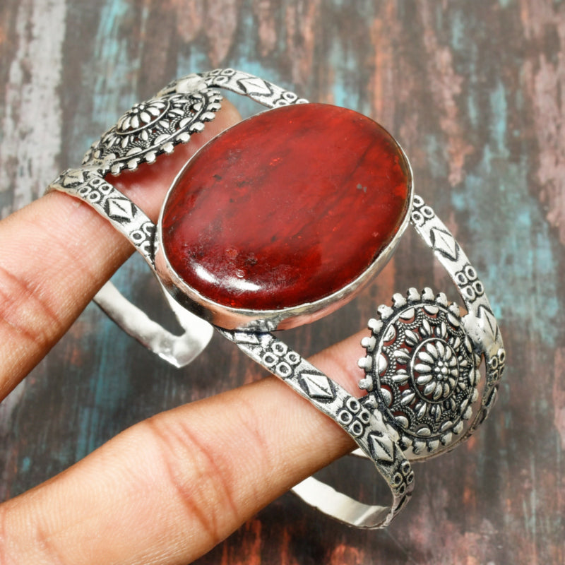 Rowan’s Resilience – Bloodstone Silver Cuff