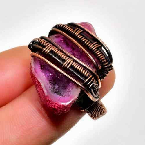 Mystic Aura – Handwrapped Amethyst & Copper Ring
