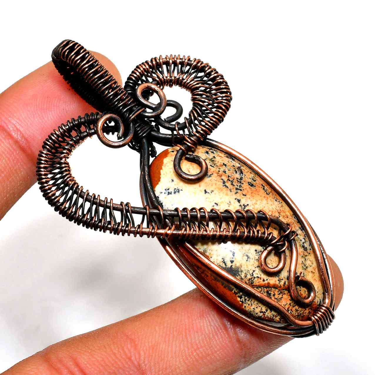 Ember’s Embrace – Natural Gemstone Copper Pendant