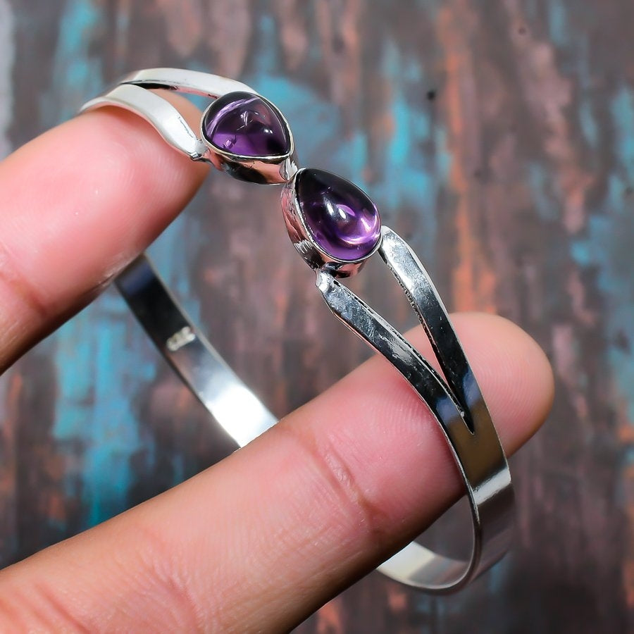 Twin Tranquility – Silver Amethyst Cuff