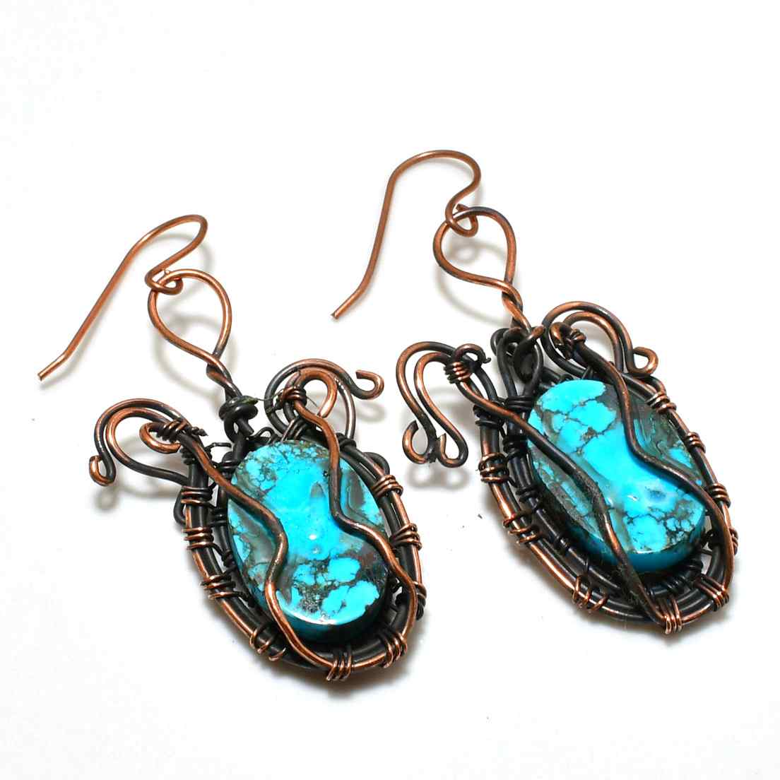 Tranquil Tide – Turquoise & Copper Earrings