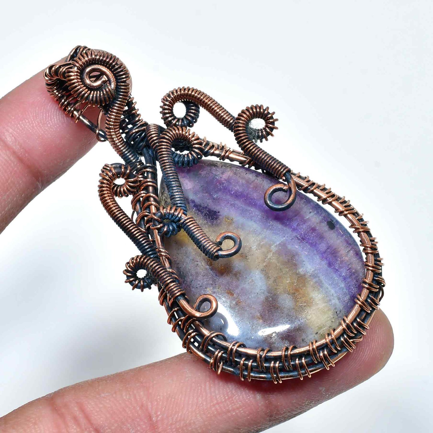 Ezra’s Veil – Mystic Amethyst & Copper Pendant
