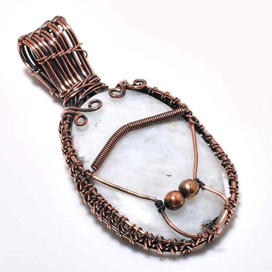 Luna’s Embrace – Oxidized Copper Moonstone Pendant