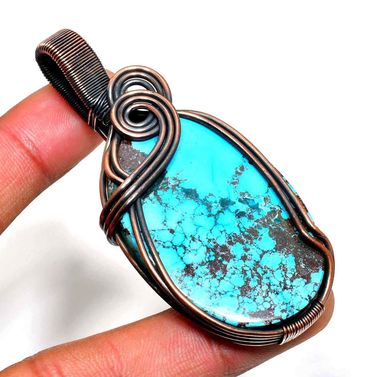 Ocean’s Embrace – Turquoise Copper Pendant