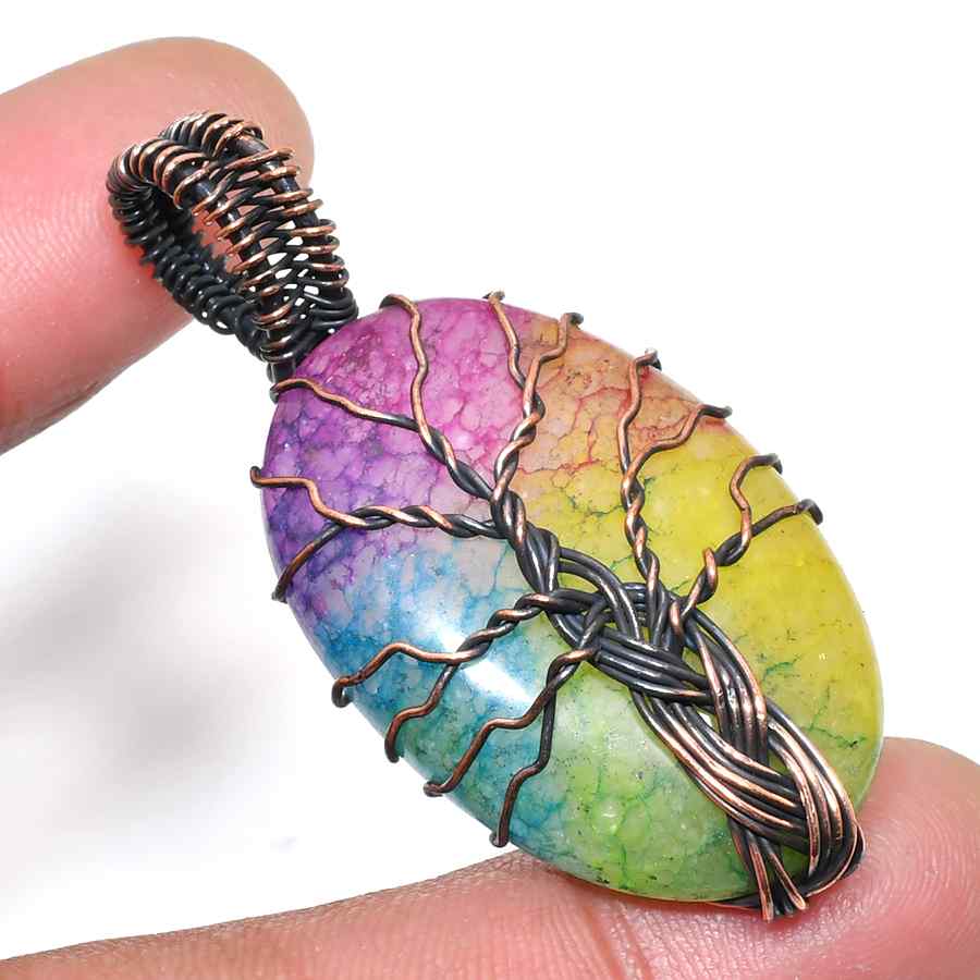 Aurora Grove – Rainbow Copper Tree Pendant