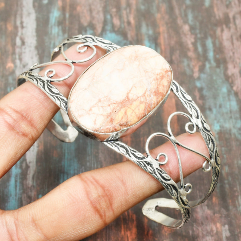 Serenity’s Embrace – Natural Stone & Silver Wire Bracelet