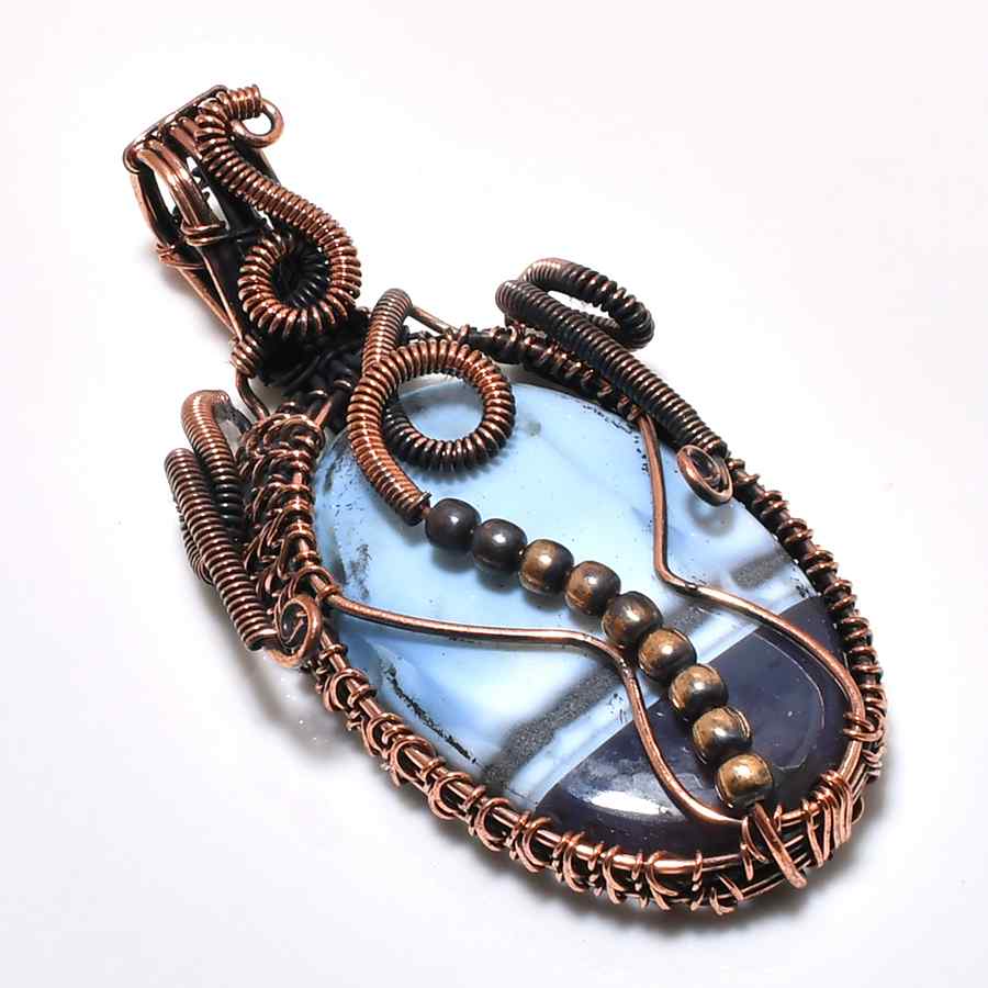 Azure Harmony – Blue Agate Copper Pendant