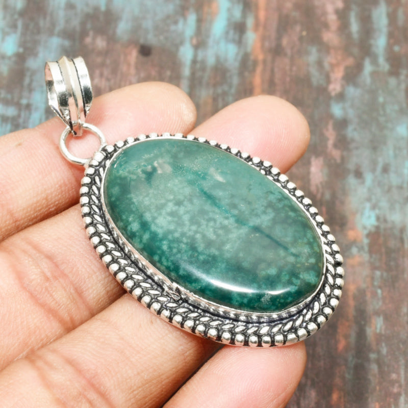 Serene Stone – Green Aventurine Silver Pendant