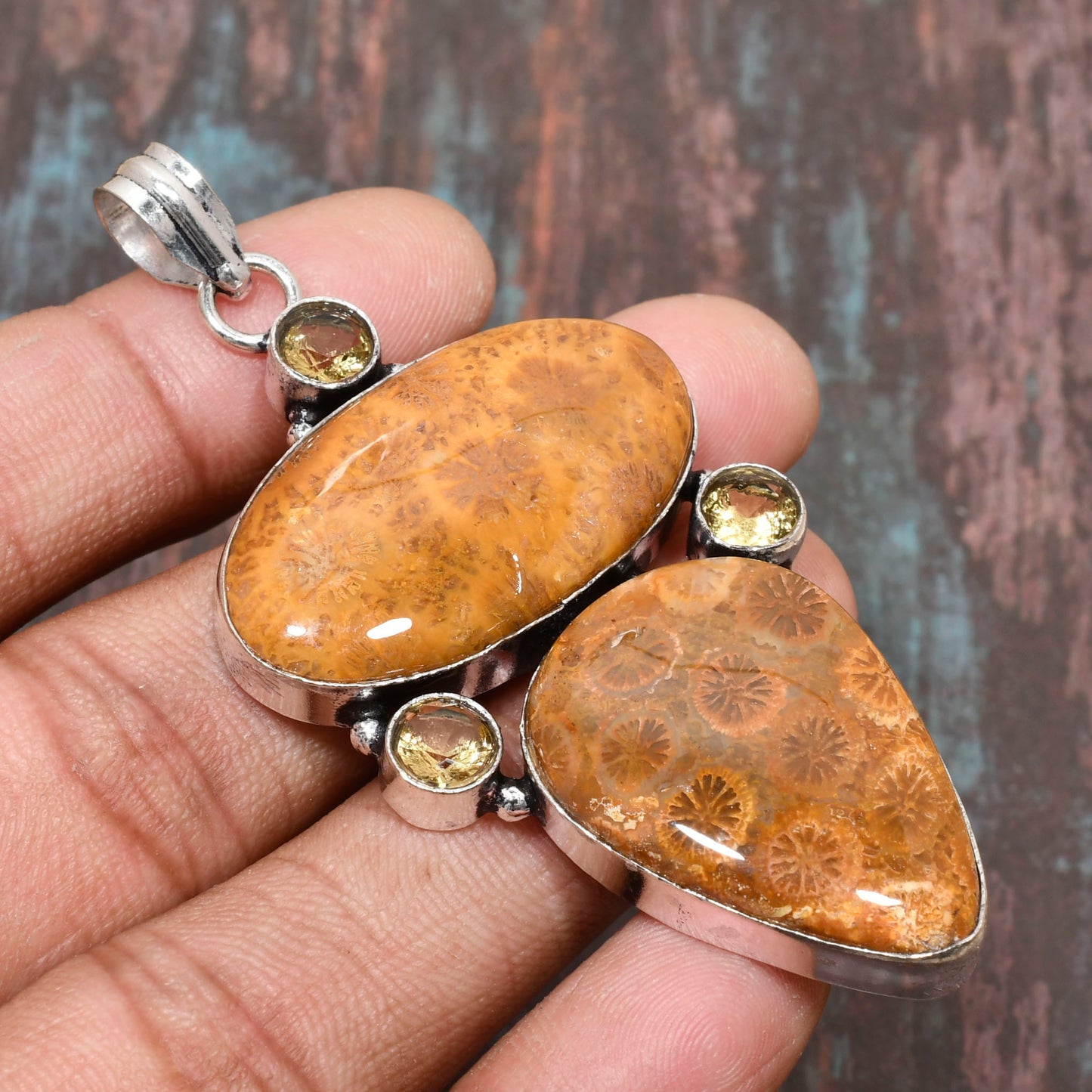 Serenity Ember – Fossil Coral Sterling Silver Pendant