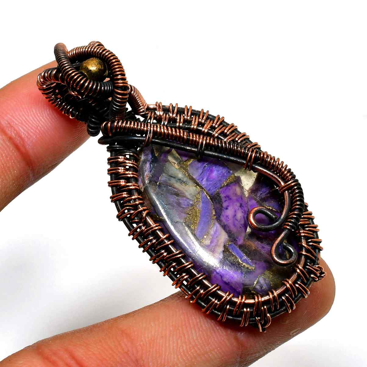 Ezra’s Veil – Oxidized Copper Amethyst Pendant