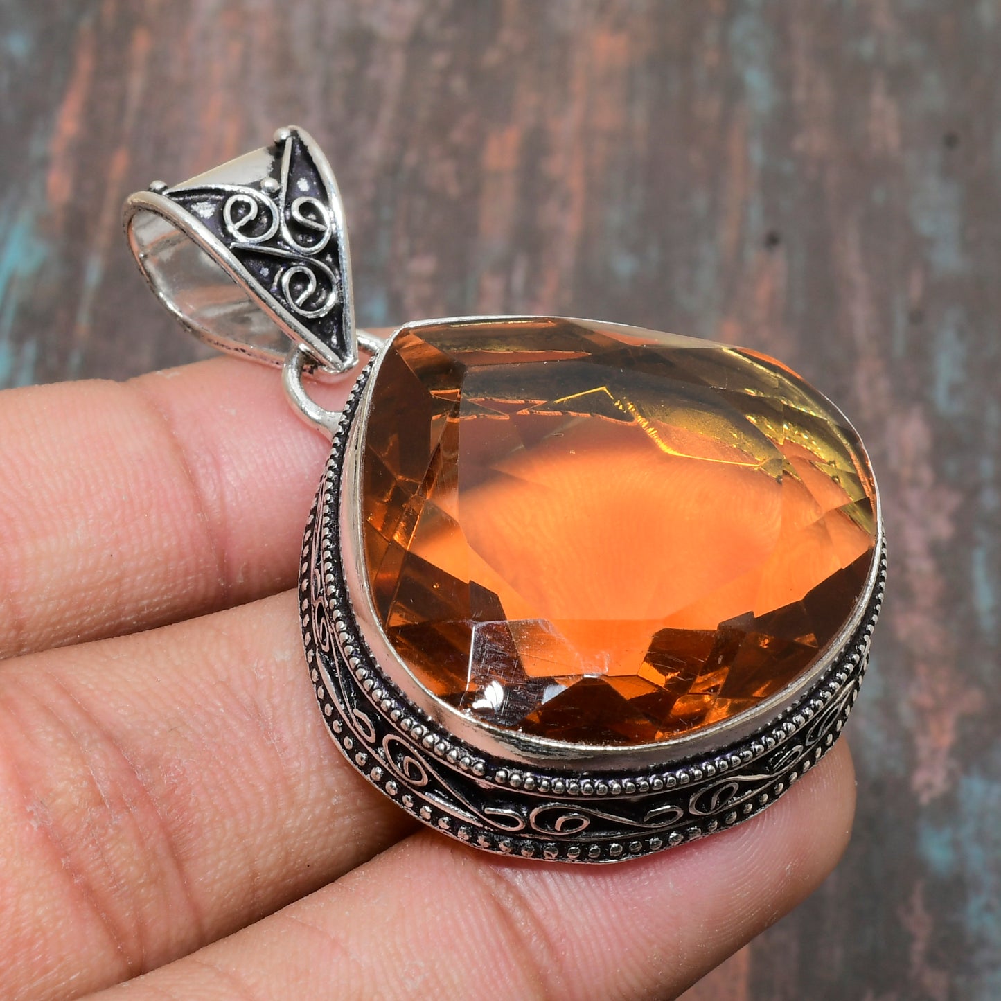 Solara’s Embrace – Citrine Silver Pendant