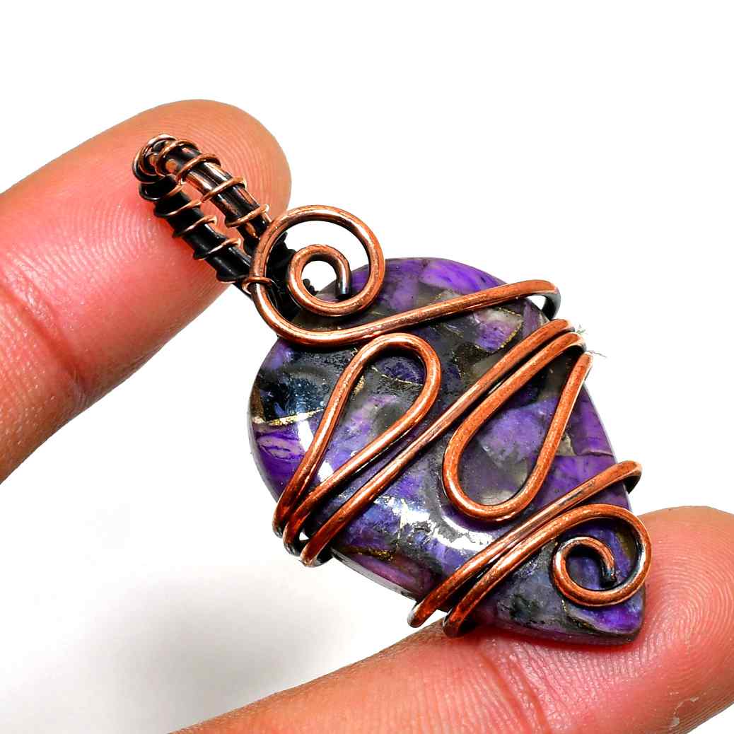 Ezra’s Veil – Handwrapped Amethyst Copper Pendant
