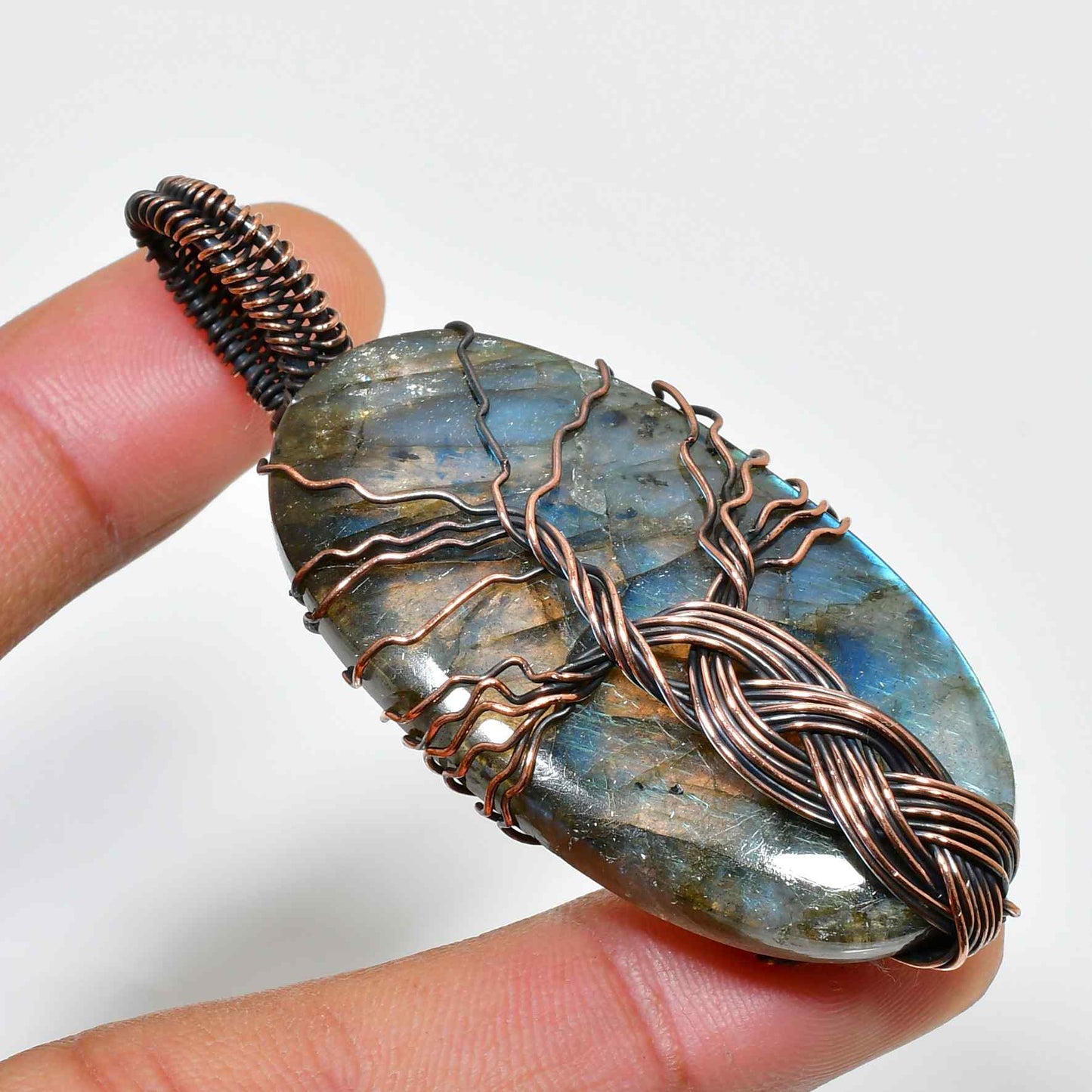 Labradorite Harmony – Handwired Copper Pendant