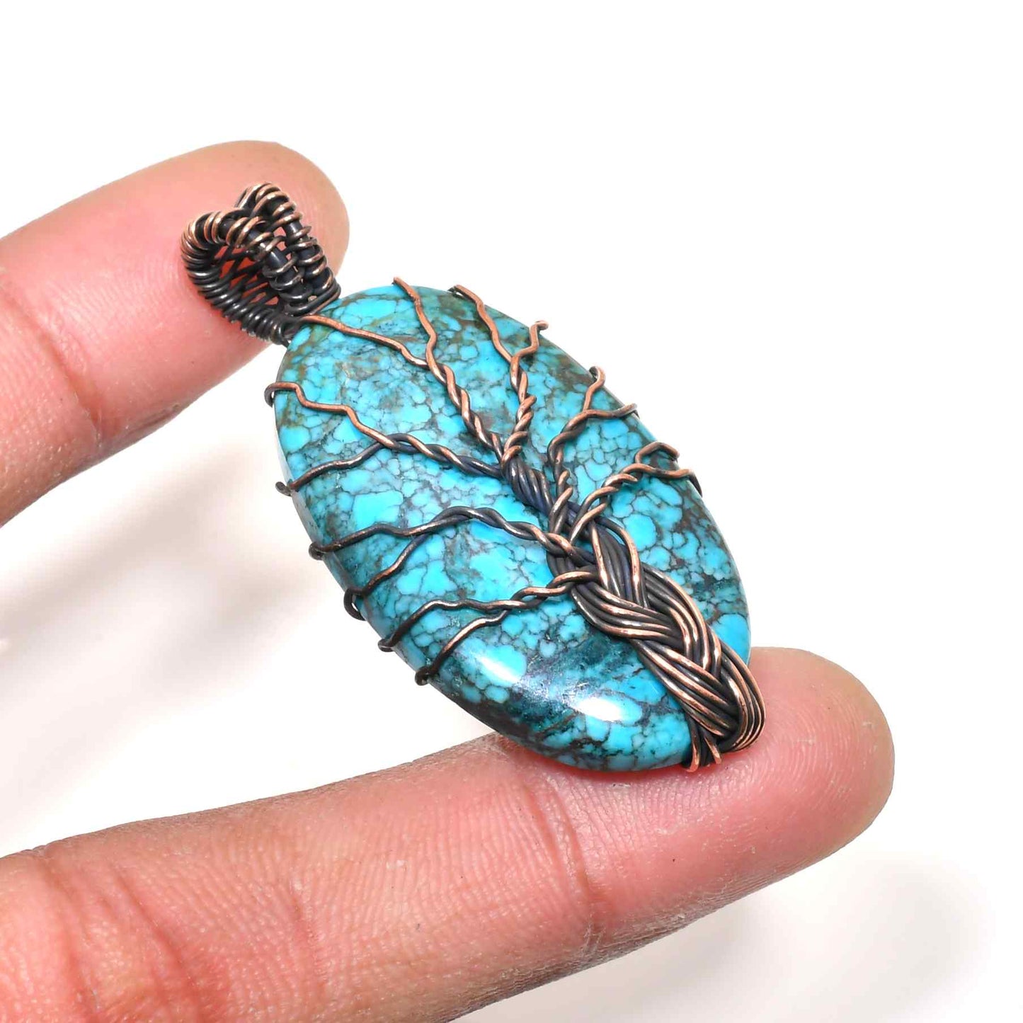 Gaia’s Embrace – Turquoise Tree of Life Copper Pendant