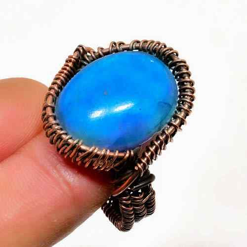 Serenity’s Embrace – Blue Opal Copper Ring